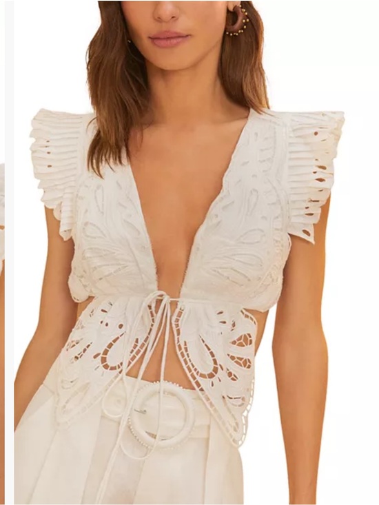 FARM Rio Tops - NWT FARM Rio Off-White Butterfly Richelieu Broderie Anglaise Cotton Blouse - M